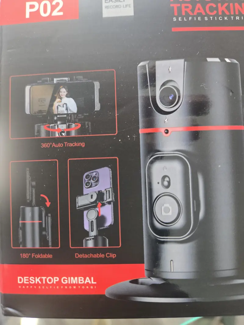 P02 360 Rotating Face Tracking for All Social Media High Quality Videos Compact Design Accurate Detection USB Interface