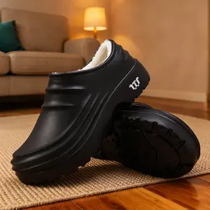 Unisex Cozy Warm Clogs Waterproof Fleece Inside Thick Sole Comfort Shoes for Winter Ideal for Culinary Professionals Wide Fit Non-Slip Design