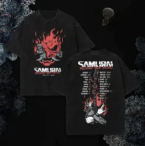 Samurai Reunion Tour Shirt 2 Sided Classic Samurai Band Shirt Cyberpunk 2077 T-Shirt Inspired Tee, Vintage Washed  Shirt, Premium Cotton Streetwear, Unisex Rock Band Tee Gift For Fans Clothes Menswear