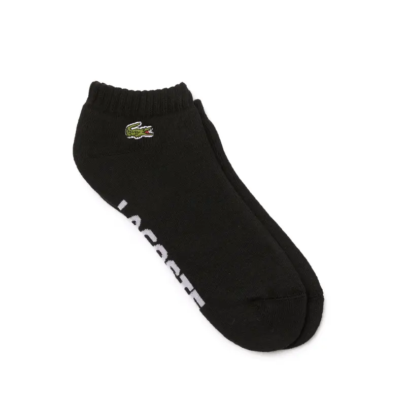 Lacoste Men's Low-Cut Sports Socks in Stretch Cotton Blend with Oversized Lettering and Embroidered Crocodile, Embroidery, Polyamide, Elastane, Rib, Short Socks