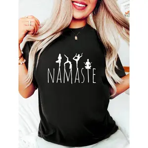 100% Cotton Namaste Yoga Poses Zen Fitness Women Workout Wear T-Shirt Graphic Tee Summer Tops For Women Round Neck Fashion Shirts