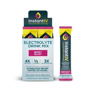 Electrolyte Powder - Berry Blast - Pack of 12 - Healthcare Drink Vitamin Dietary Supplement Edible Fitness - 90g Total 12 Sticks