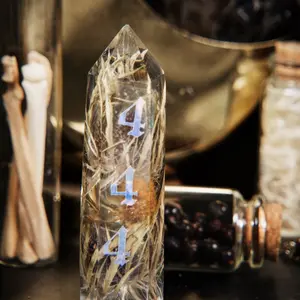 444 Angel Number Botanical Resin Crystal