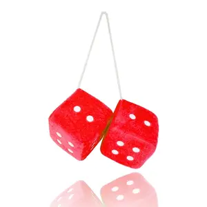 & Polka Dot Decorative Mirror Dice Set, 3 Inch Plush Car Mirror Pair, Stylish Automotive Accessories