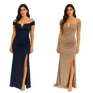 Arabella Long Glitter Off Shoulder Gown