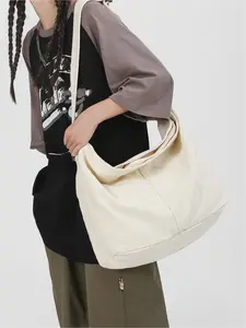 Japanese Style Large Capacity Vintage Canvas Bag, Casual Crossbody Backpack with Zipper, Foldable Shoulder Bag for Daily Use, College Student Travel Bag