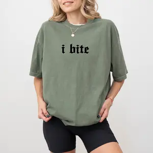 ChicCotton Gothic I Bite Comfort Colors Shirt, Funny Girls T-shirt, Sarcastic Women Graphic Tee, Meme Clothing, Humor Outfits, Funny Gift For Her