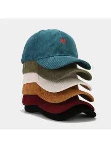 New Little Love Embroidered Corduroy Baseball Cap Spring and Autumn Women's Korean Fashion Simple Sun Hat Outdoor Casual Caps