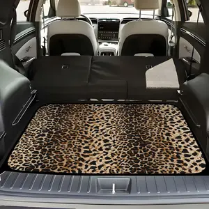 High-Quality Multifunctional Car Trunk Mat with Leopard Animal Print in Brown, Made of Crystal Velvet Material, Durable And Easy to Clean, Keeps The Vehicle Tidy, Universal Size Fits Most SUV, Truck, And Sedan Models, Scratch-Resistant, Non-Slip