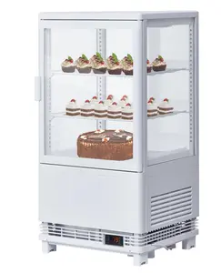 Garvee Commercial Countertop Refrigerator Display Case, 2.1 Cu. Ft. Capacity with Tempered Glass Door, LED Lighting, Adjustable Shelves, Fast Cooling, Rear Sliding Door, Ideal for Pastry, Bakery, Cafe, and Restaurant Use