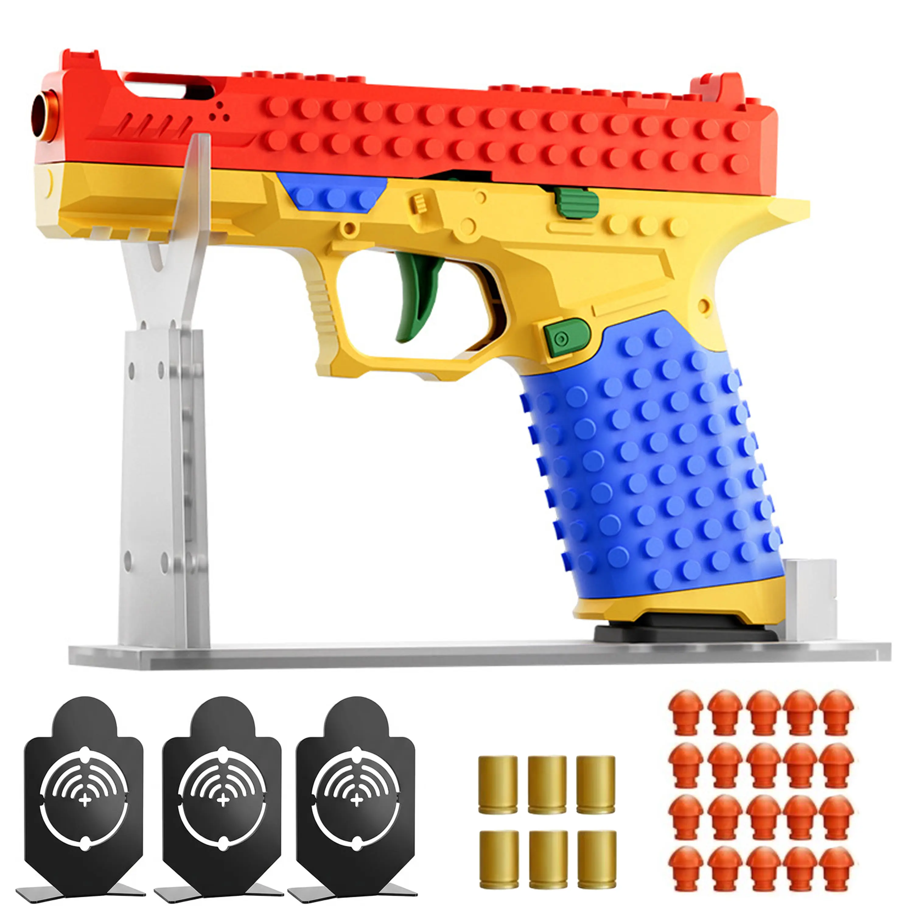 BAZILBAZOS-[BONUS TARGET INCLUDED] summervibes–Tactical DIY Building Block Handle Set, Build-Your-Own Multiplayer Strategy Toy for Outdoor Team Activities, Creative Festival Gift