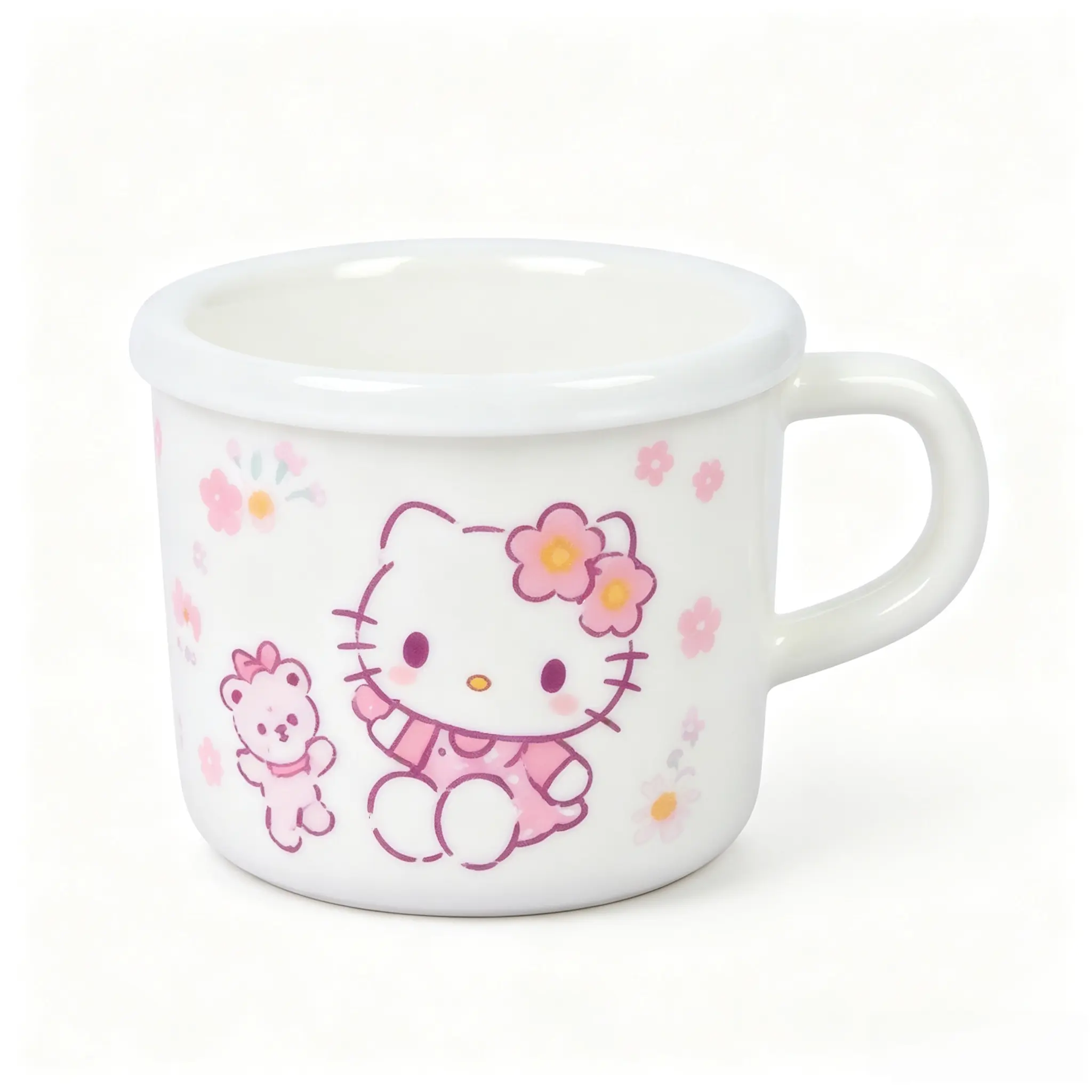 Sanrio Hello Kitty Food‑Grade Melamine Water Cup, 6.76 oz, shatter‑resistant drop‑proof, cute cartoon print, easy‑to‑clean, ideal for home, school and picnic, nice gift for girls and kids.