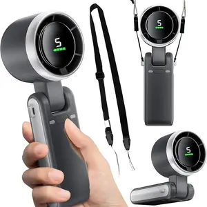 Summer Essential Portable Handheld Turbo Fan 5 Gear Wind 4000mAh Battery 10 Hours 3 IN 1 Rechargeable Air Turbo Tech Cooling Fan for Outdoor Travel Work Fathers Day Gift