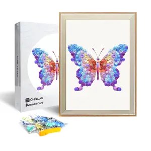 PixelKnot DIY Button Art Craft Kit, Glue-Free Assembly, Hang & Stand Frame Included, Aesthetic Room Decoration, Best Christmas Gift for Adults and Children