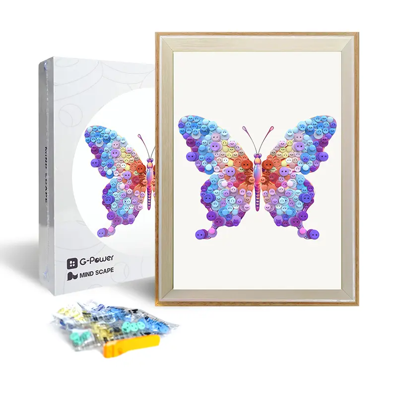 PixelKnot DIY Button Art Craft Kit - Glue-Free Assembly, Hang-and-Stand Frame Included, Handmade Gifts, DIY Decorative Painting, Aesthetic Home Decor, Christmas Gift for Adults, Hand-Designed Diy Decorations Handcrafted Acrylic Handcraft