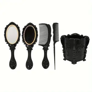 Vintage Hair Styling Tool Set, 1 Set Hair Styling Combs & Mirror & Storage Box, Professional Heatless Hair Styling Tool for Women & Girls