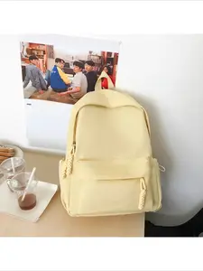 Portable Nylon School Shoulder Bag Large Capacity Adjustable Backpack Solid Color Travel SchoolBags for Students Teenage Girls