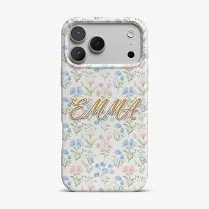 Custom Name Floral Phone Case for iPhone 16 Pro - Personalized Wildflower Aesthetic Case with Name - Cute Pink Blue Flower Phone Cover Gift for Girls outdoorfun