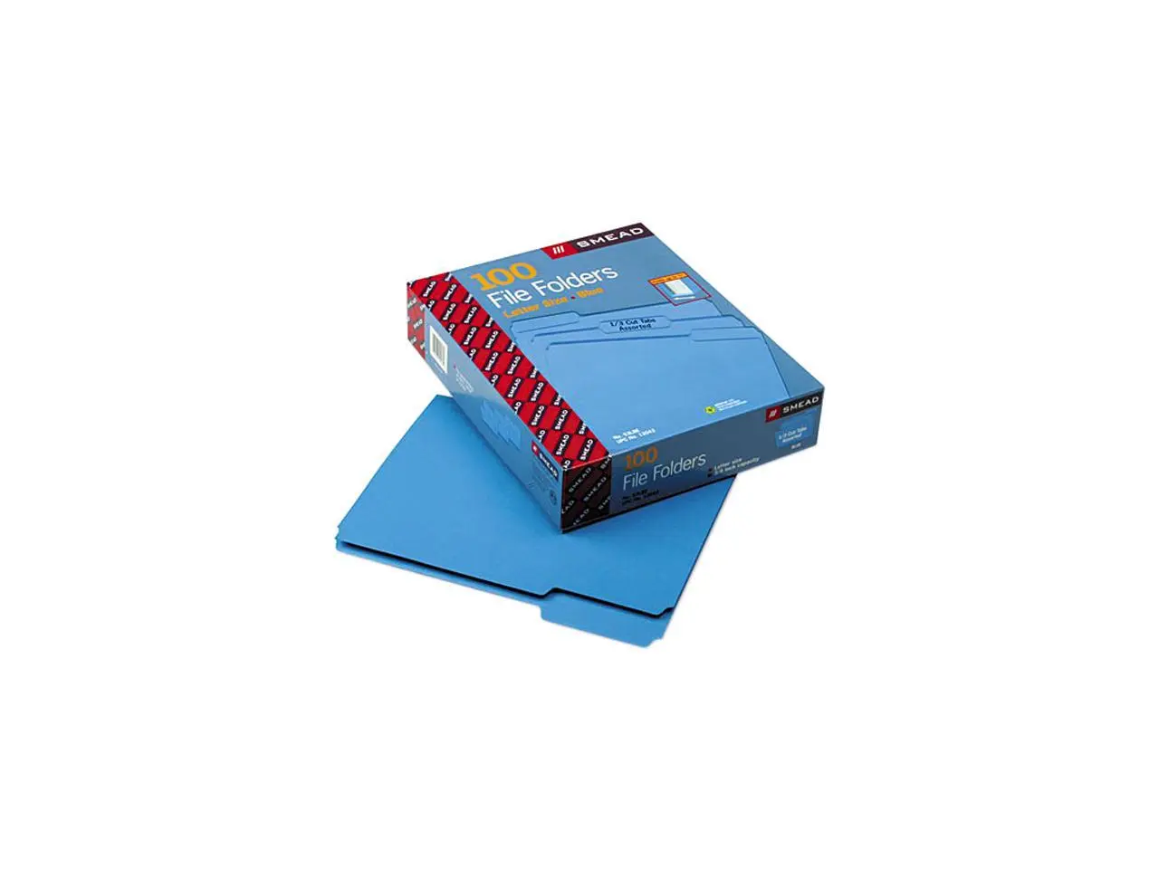 Smead 12043 File Folders, 1/3 Cut Top Tab, Letter, Blue, 100/Box Smead 12043 File Folders, 1/3 Cut Top Tab, Letter, Blue, 100/Box