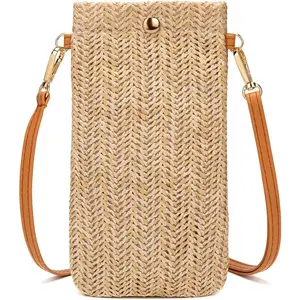 Small Crossbody Straw Purse, Lightweight Woven Mini Phone Bag for Women, Summer Beach Casual Travel Bag, Vacation Style Shoulder Bag