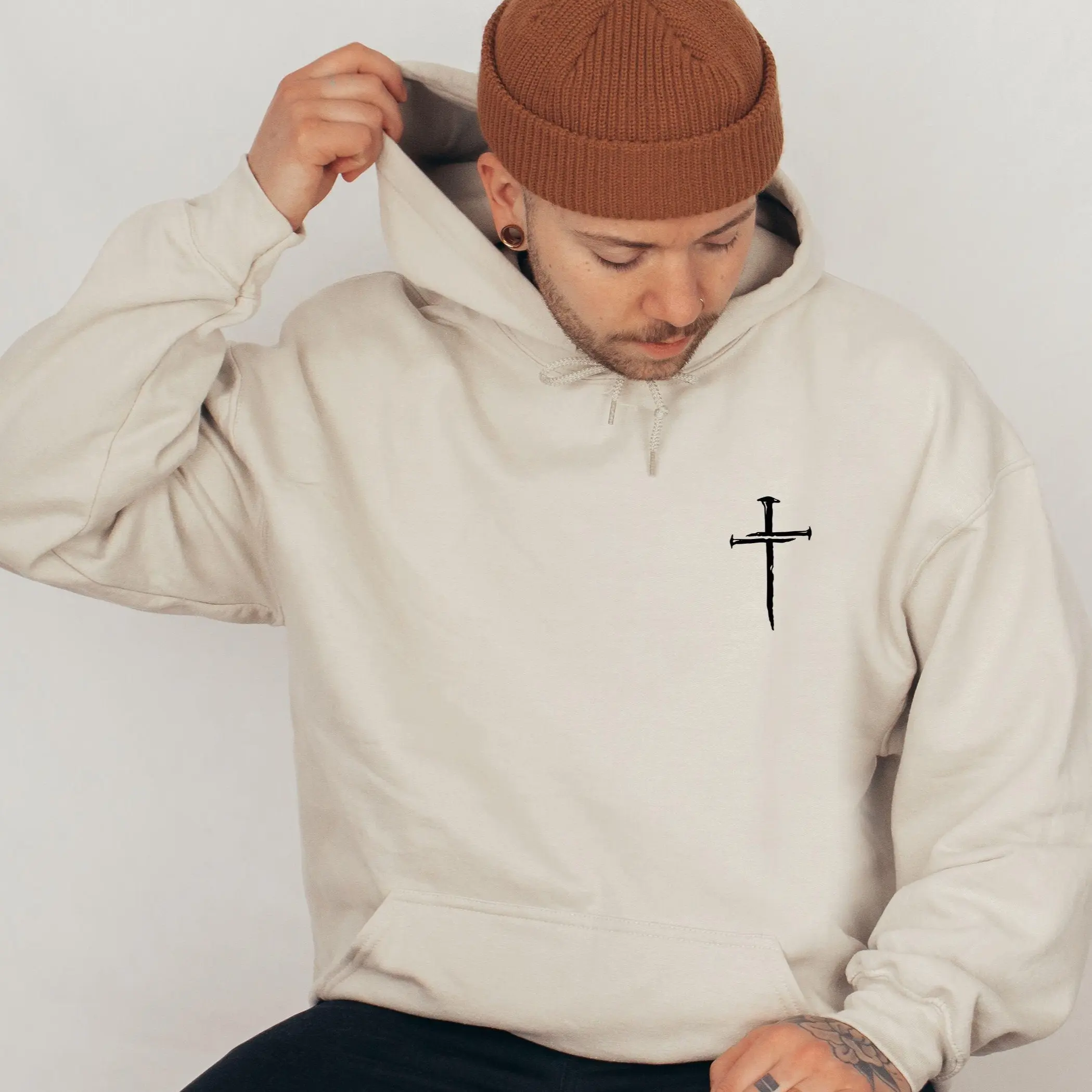 Three Nail Cross Sweater Men's Christian Hooded Sweatshirt