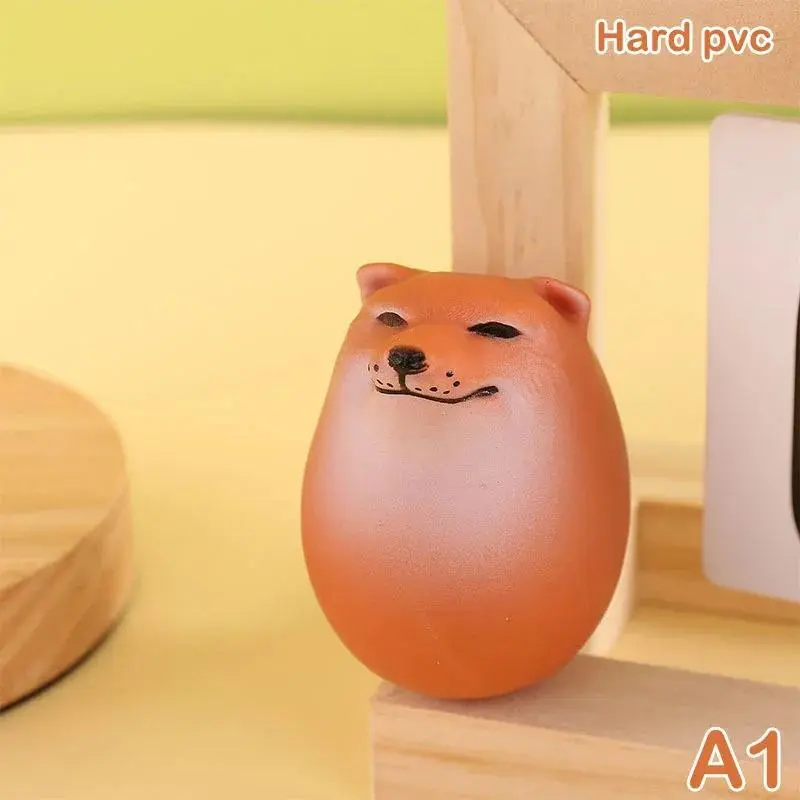 High-Quality Eco-Friendly PVC Small Size Egg-Shaped Shiba Inu Figurine - Cute Collectibles, Realistic Face, Stylish Desktop Ornament, Figurines & Miniatures, Ideal Christmas Gift