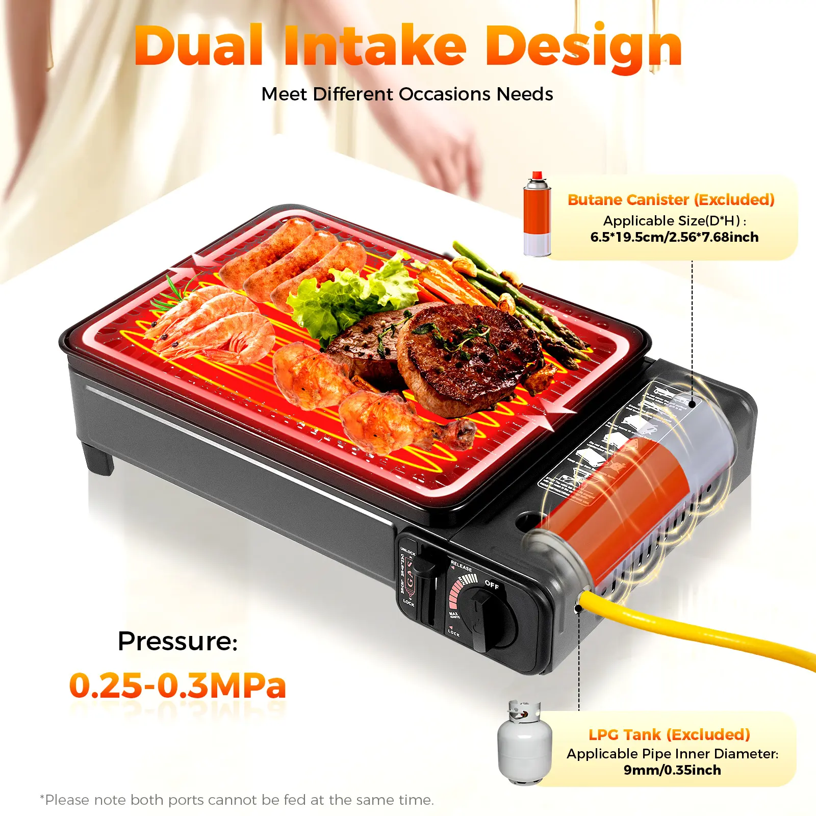 Freestanding BBQ Set, Iron Outdoor Cooking Equipment with Dual Fuel, Adjustable Fire, Includes Frame and Storage Case, Cooking Bbq Camping, Oil Pan, Compact, Grilling, 24 Months, 3.2Kg/7.05Lbs, Lightweight, Campfire / Bbq Party