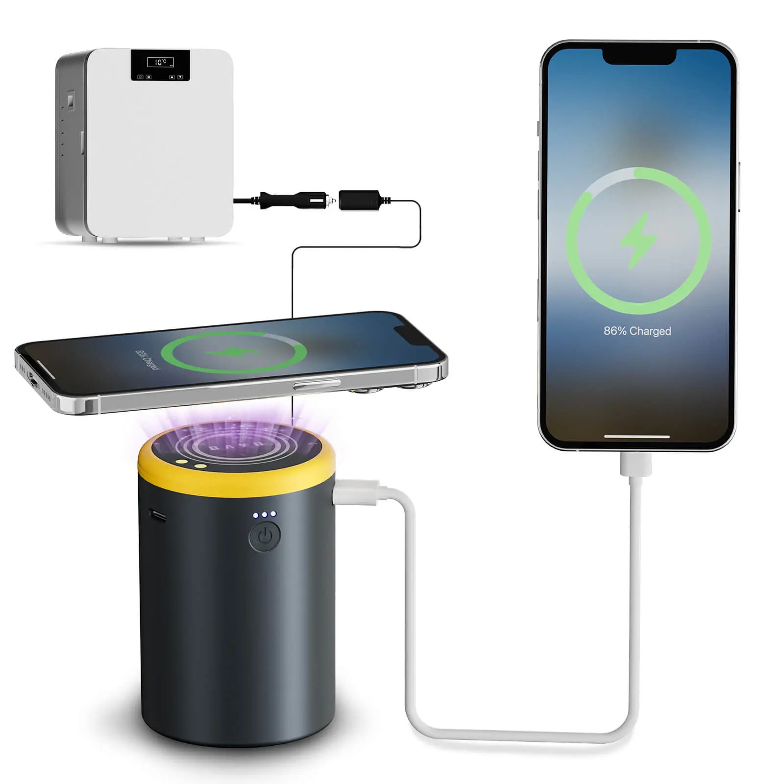 Bayu 15000mAh Portable Power Bank, 15W Wireless Charger, IPX5 Waterproof, 22.5W USB Output, Includes 1 Power Bank - Protection