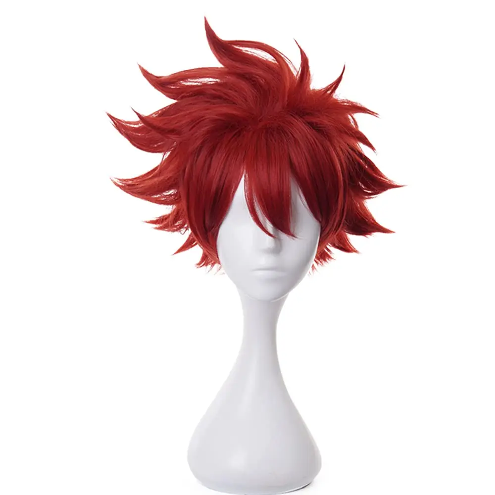 Short Red Wigs Men's Curly wigs Anime Short hair flipped out High Temperature Synthetic Fiber wig Halloween,Christmas,Comic con,Costume Party,Live stream,Carnival