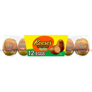 REESE'S Milk Chocolate Peanut Butter Creme Eggs, Easter Candy Carton, 14.4 oz (12 Pieces)