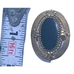 Vintage Black Onyx Pin Brooch 1/20 12K G. F. with Maker Mark Authentic Collectible Jewelry Unisex Design Unique Stone Mark