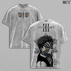 Akaza Upper Rank 3 Graphic Tee, Vintage Washed Oversized Shirt, Manga Villain Demon Slayer Cotton T-Shirt MCV Tee