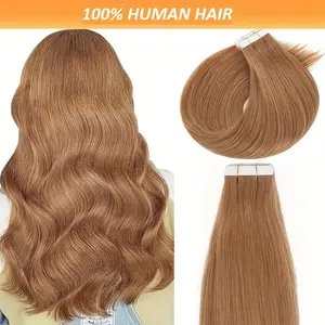 2025 Hot Lacer 18-26 Inch Seamless Remy Tape-In Human Hair Extensions, Natural Caramel Blonde, 20pcs/Set, Straight Hair, Human Hair for Long, Voluminous Look