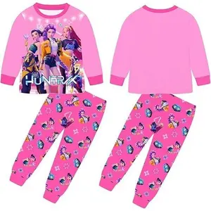Demon Hunters Girls Pants Set Kids Music Adventure Tee Shirt 2PCS Long Sleeve Cartoon Anime Clothing Outfit