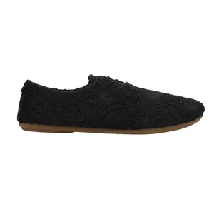 Sanuk Womens Bianca Crochet Lace Up Flats Casual - Black