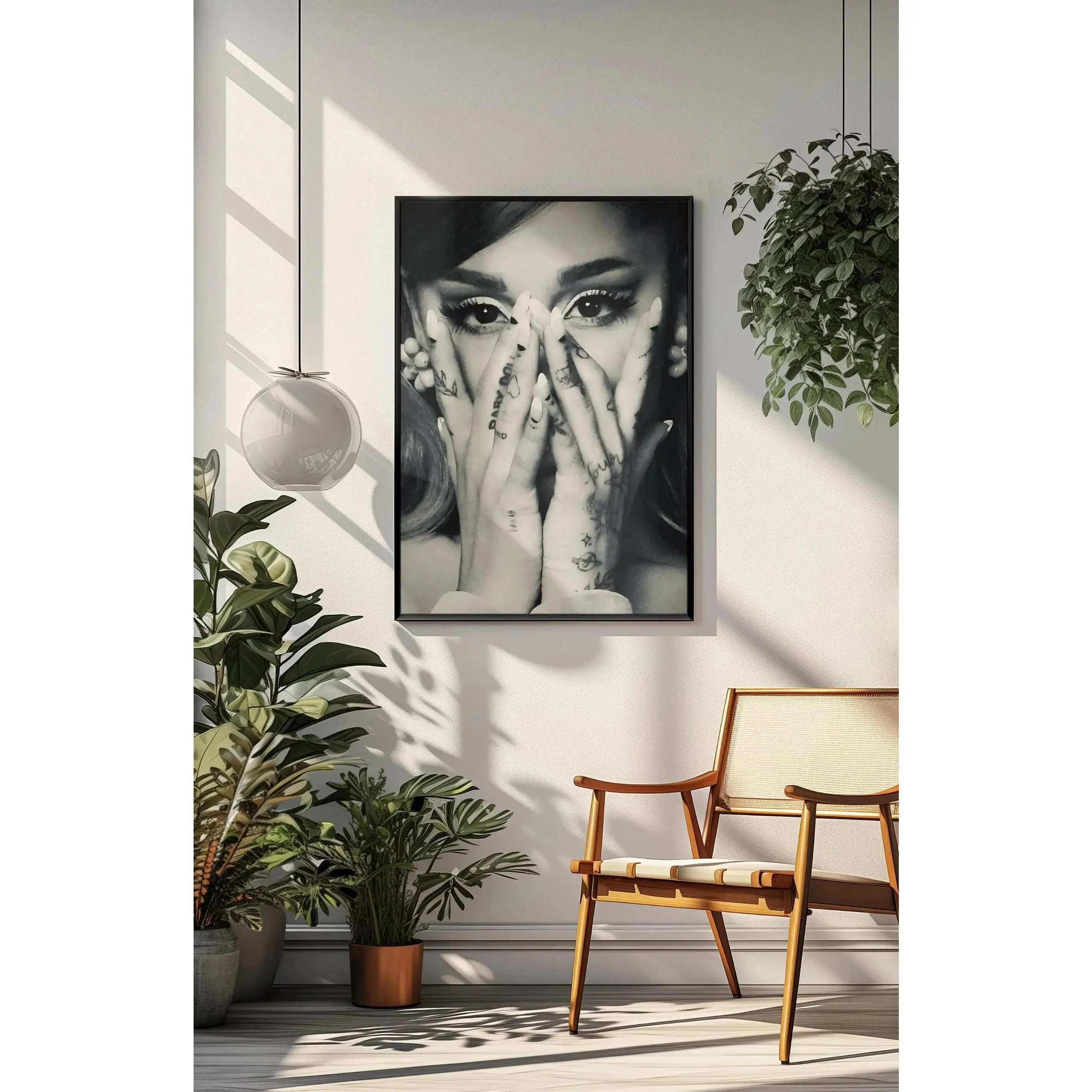 AriGRADE Poster, Black and White Pop Star Portrait, Feminine Girly Wall Art, Modern Celebrity Music Print for Bedroom, Dorm or Vanity Room, Unframed