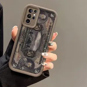 Retro banknote pattern phone case for Samsung Galaxy S26/S25/S23/S24/S22/S21/NOTE20/PLUS/ULTRA/FE/A54/A53/A52/A36/A35/A34/A33/A17/A16/A15/A14/A13 leopard print phone cover soft shockproof protective Shell Protection Protection Gift for boy and girl