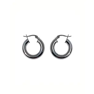 Mini Chunky Hoop Earrings Silver