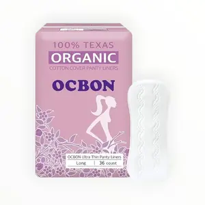 OCBON Comfort Pantyliners (Long, 36 Count) - 100% Organic Cotton, Ultra Soft, Comfortable, Thin, Unscented. Premium Quality