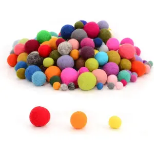 Felt Pom Poms,  Balls (120 Pcs) 3 Sizes: 1.5 cm, 2 cm & 2.5 cm,  Felted 40 Color (Red, , Blue, Orange, Yellow, White, Pastel & ),Bulk Small Puff for Felting &Garland