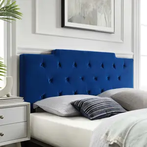 Modway Juliet Tufted King/California King Performance Velvet Headboard in Navy