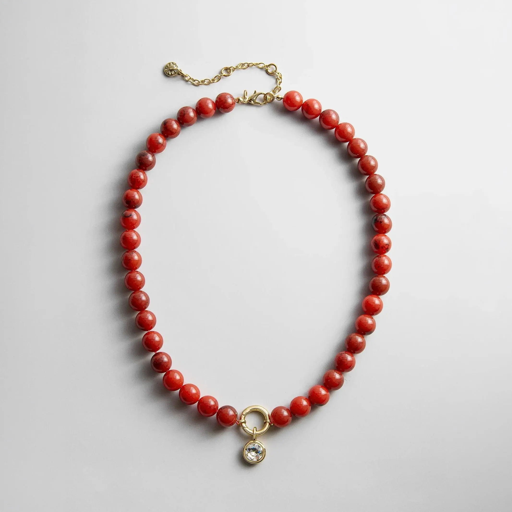 Janette Beaded Ring Necklace - Carnelian