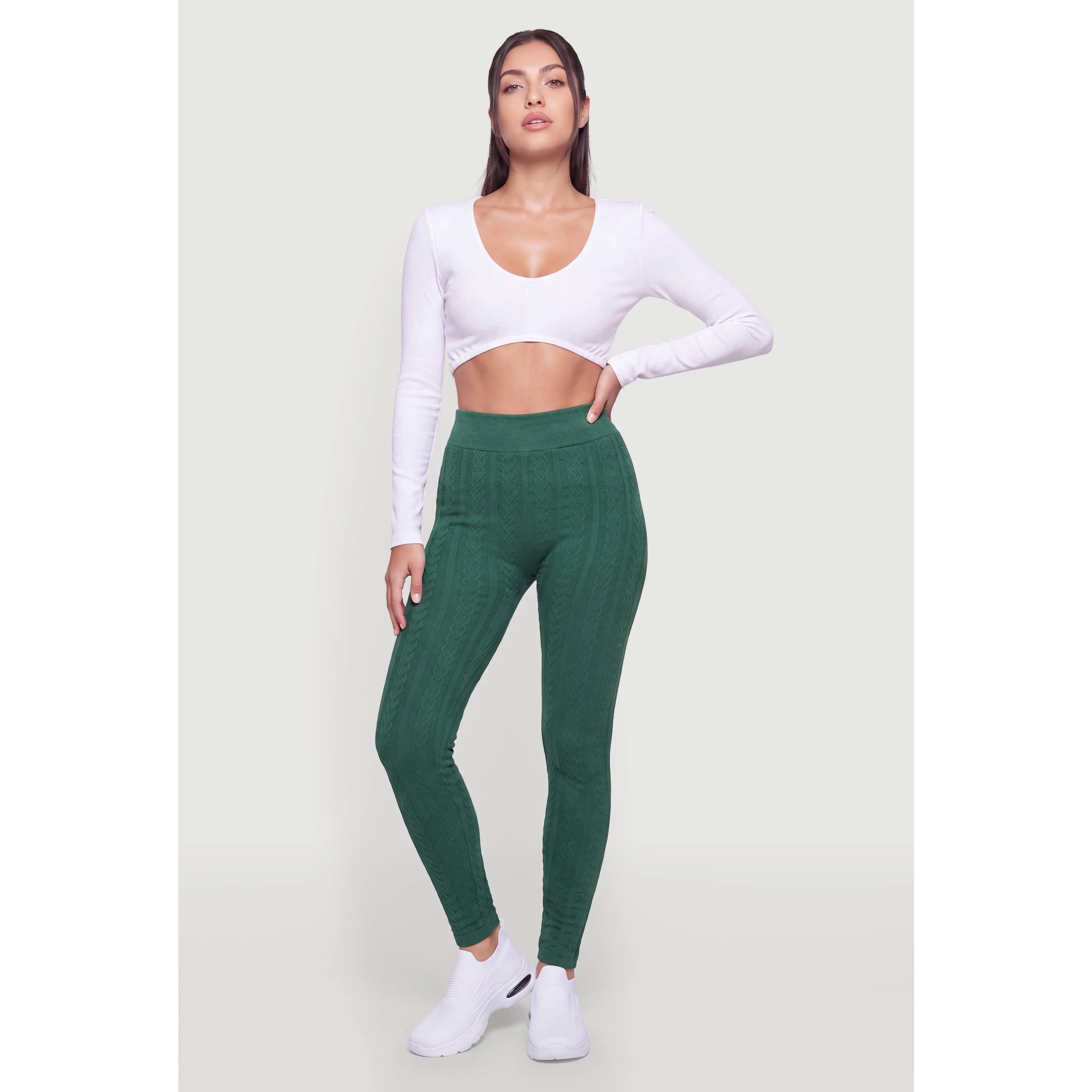 Seamless Textured Knit High Waisted Leggings