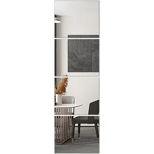 Glass Full Length Wall Mirror Tiles, 14'' x 12'' 4 count, Frameless  Tiles for Bedroom, Mounted  Gym, Door
