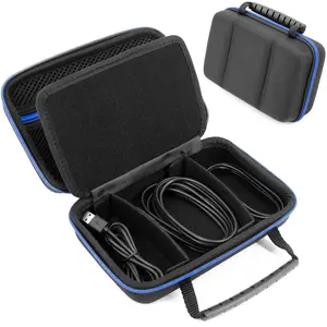 Casmatix Hard Shell Electronics Organizer Travel Case with 2 Adjustable Cable Bag Dividers 3 Zipper Pouches and Elastic Cable Loops for Business & Daily Commute