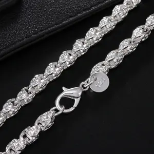 Hot Charms Fine 6MM Rope Chain 925 Silver Plated Necklaces for Woman Men Classic Fashion Jewelry Wedding Party Holiday Gifts