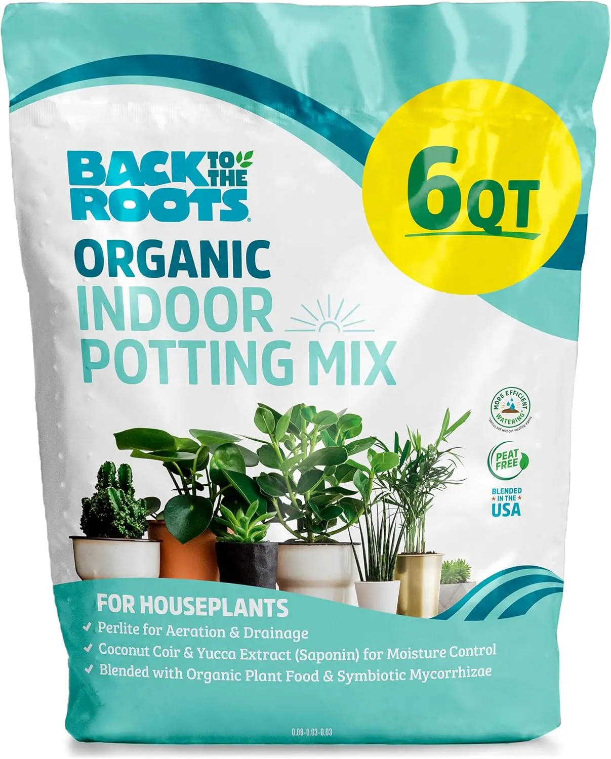 6 Quart Organic Indoor Potting Mix, 100% Natural Potting Soil for Houseplants, Promotes Healthy Plant Growth for Indoor Flowers, Herbs & Potted Plants