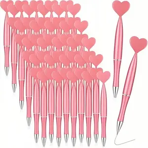 15pcs Heart-Shaped Ballpoint Pens, Unique Pens, Fine Point, Rotating Button, Ideal for School, Office Supplies, Romantic Writing, Valentine's Day Gifts
