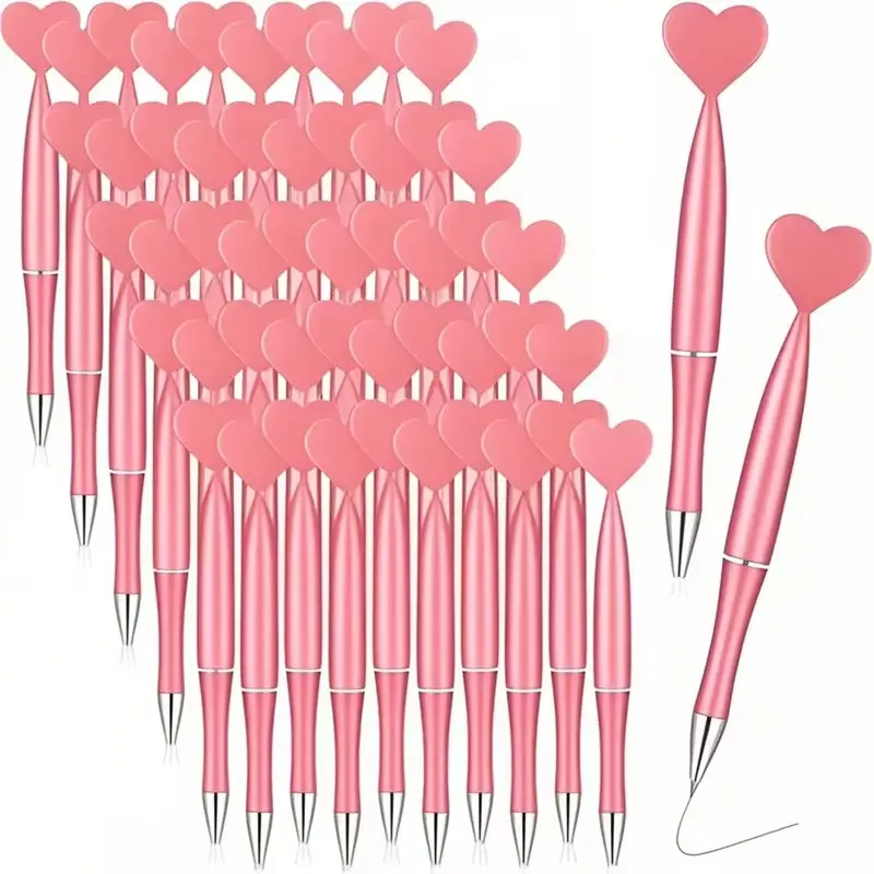 15pcs Heart-Shaped Ballpoint Pens, Unique Pens, Fine Point, Rotating Button, Ideal for School, Office Supplies, Writing Stationery, Romantic Writing, Valentine's Day Gifts
