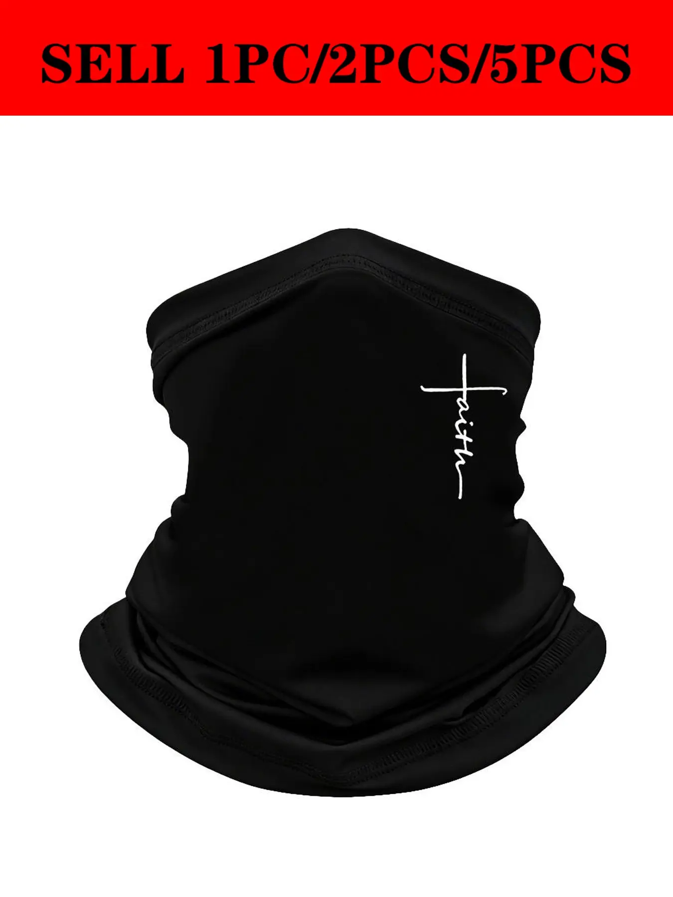 5pcs/2pcs/1pc Unisex Cross Printing Neck Gaiter Face Coverings Windproof Dustproof Breathable Face Mask Scarf for Men Women Outdoor Sports Athletic Face Masks Gift Hat